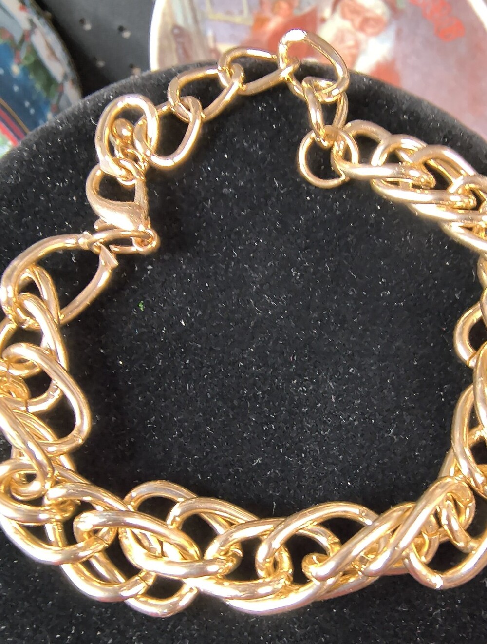 Gold Tone Mixed Link Chain Bracelet Adjustable Chunky Paperclip Statement